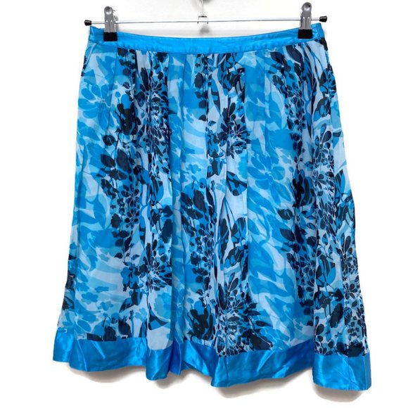 Valerie Stevens Blue Floral Silk Skirt Petite - Picture 5 of 5